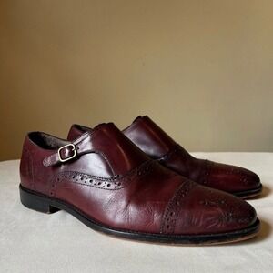 Banana Republic Monk Strap Oxford Dress Shoes Burgundy Leather Size 10.5